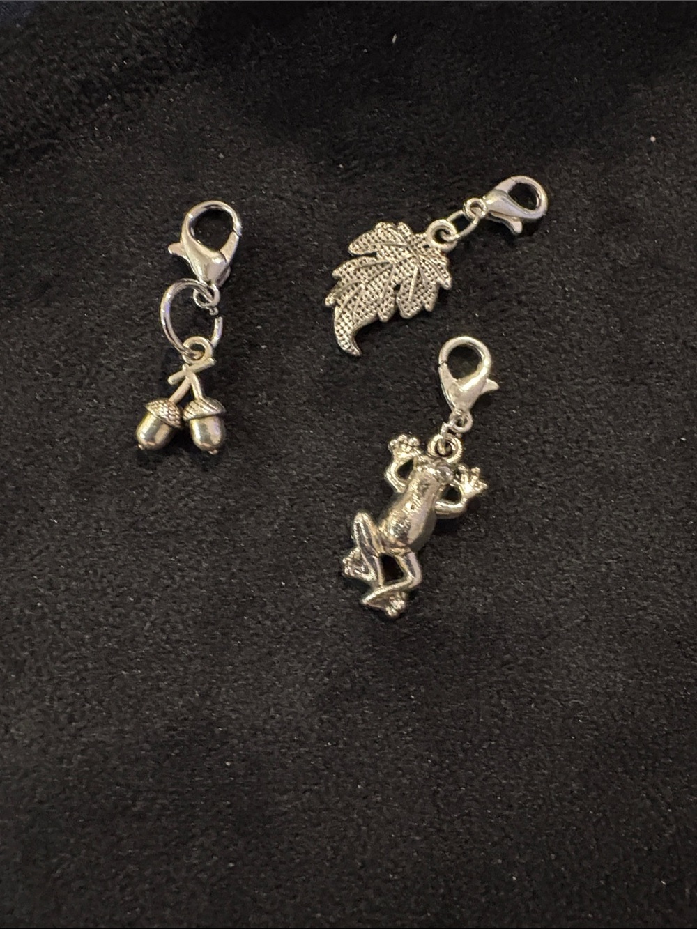 Silver Leaf, Frog, and Acorn Charm Trio Necklace Add-Ons - Picture 3 of 4
